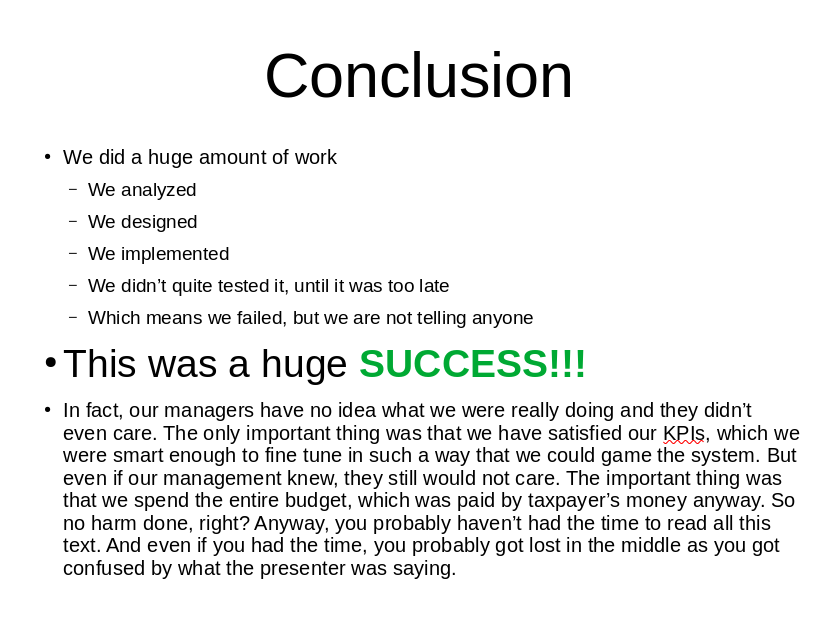 Bad conclusion slide